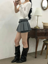 ベルトツーバックルミニスカートパンツ