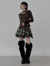 Marie Fur Trimmed Choker Long Sleeve Top