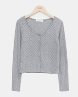 Seka Dot Crop Basic Cardigan