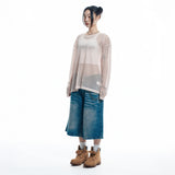 Cut Off Net Knit - BEIGE