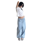 Tiberinus - バギーフローウィジーンズ - スラウチーレッグジーンズ - Sky Blue - Cotton Denim