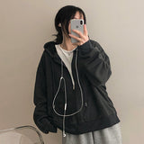 デイ無地アバングフーディージップアップ