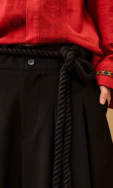 Rope Culotte Pants Black