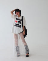 ハートレタリングショルダーパッドオーバーサイズフィット半袖Tシャツ