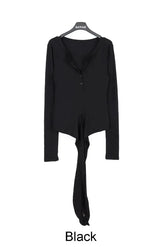 Luen Wrap Henley Neck Long Sleeve