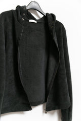 neck 3 Button fluffy hood zip-up(3colors)