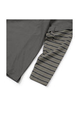 (BASE) LAYERED STRIPE POLO L/S TEE (CHARCOAL)