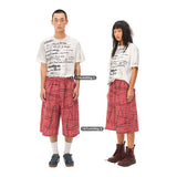 Printed plaid cropped slacks