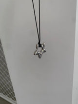 Silver star long necklace
