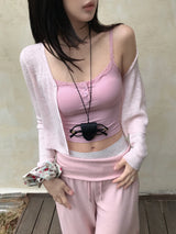 Baby Cloud Lace Ribbed Bra Cap Sleeveless Top