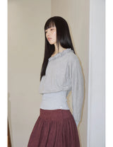 オフショルダー ラッフル トップ(GREY)