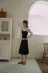 Nude midi skirt_navy