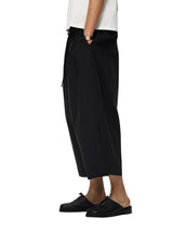 6CRAYON Black French Lotus Waist Drawstring Wide Leg Casual Shorts