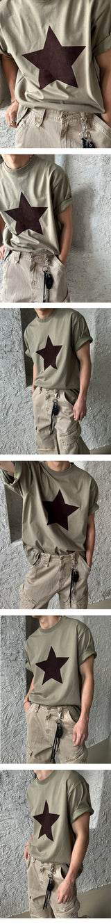 [S/S] Velvet star half t-shirts (3color)