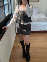 Tailor Mono Button Bustier Back Slit Top