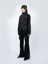 Curved Cargo Flare Pants (Black)