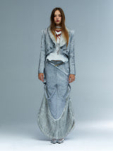 Emoha Silver Cat Tail Burst Leather Fishtail Skirt