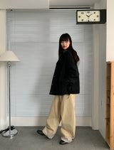モニックチェックカラーコットンワイドバンドパンツ