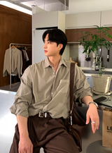 Glass Pigment Basic Cotton Shirt