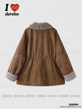 Poodle Fur Bike Leather Half Coat