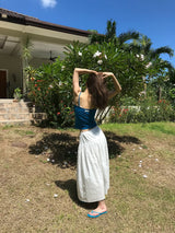 Shirring Cotton Maxi Skirt (White)