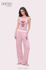 Love Me Stripe Tube Top Sweatpants Set (SET)