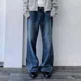 Flared Washed Denim Trousers