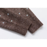 Vintage Dot Knit Cardigan with Scarf Set