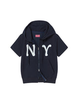 NY アップリケSSフードジップアップ NAVY