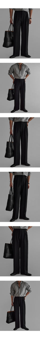 ウールTRワイドスラックス [Black]