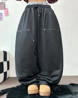 MINK🐻🧸RIVET STRING LONG WIDE PANTS 💙🖤2COLOR