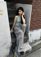 Metallic Track Wide Nylon Trousers