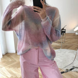ルーズフィットパステルブルーミング長袖ニット