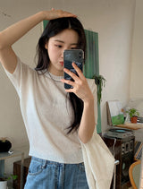 Round Basic Short Sleeve Knit (8color)