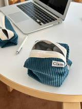 Clam ラウンドポーチ _ コーデュロイオーシャンブルー