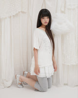 TEA DIARY V-NECK TOP / WHITE