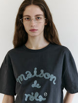 MAISON DE ROLA EMBROIDERY LOOSE FIT T-SHIRT CHARCOAL GRAY