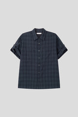 No.1325 wrinkle roll up check SHIRT (3color)