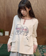 ヘンリー ネック レイヤード ロールアップ ロングスリーブ Tシャツ