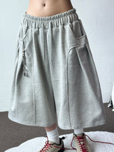 Oval Keyring Pintuck Sweat Balloon Bermuda Shorts 2color