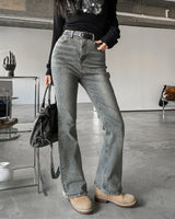 Grayish Washing Bootcut Denim Pants
