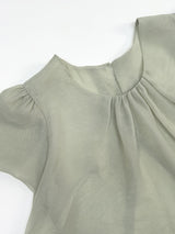Organza Plain Layered Short Sleeve Blouse