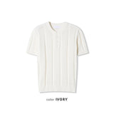 ASCLO クロシェットヘンリーネックショートスリーブニット (4color)