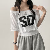 Bner No. Shoulder Unbalanced Short Sleeve T-shirt