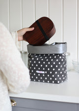 cozy lunch bag - black dot