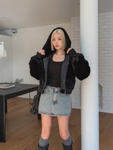 リロ Vカットデニムミニスカート