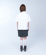Semi-crop half neck symbol tee - WHITE