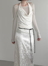Cowl Neck Draped Layered Halter Top