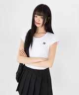 STITCH LINE CROP HALF T-SHIRT [4color]
