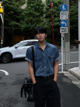 Ron western denim short-sleeved shirt